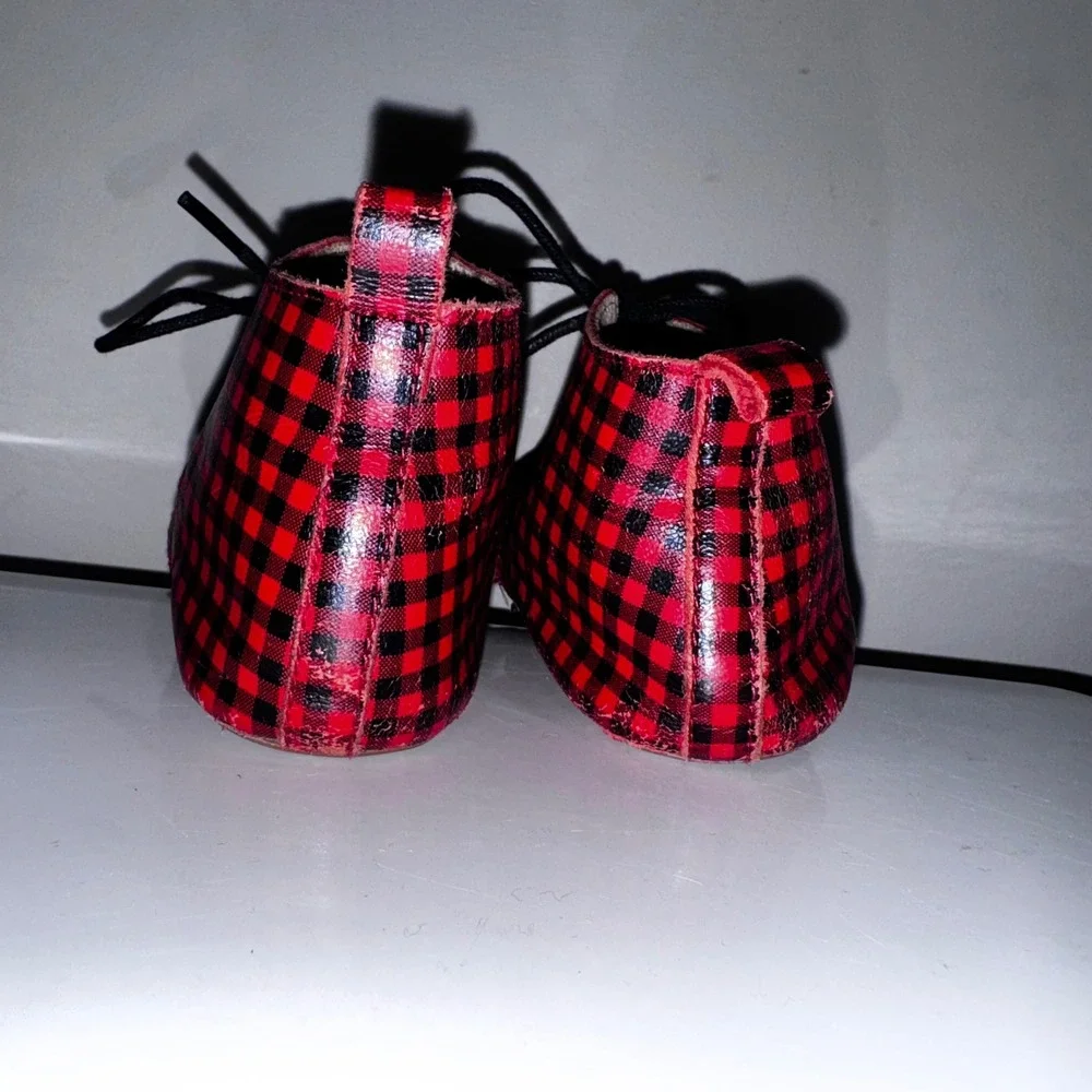 Monkey Feet Baby Boots Buffalo Plaid Leather Lace Up Chukka 18- 24 Month/ Sz 5?‎